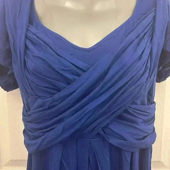 BCBG Cobalt Blue Ruched  Front Dress Size Large - Picture 5 of 10